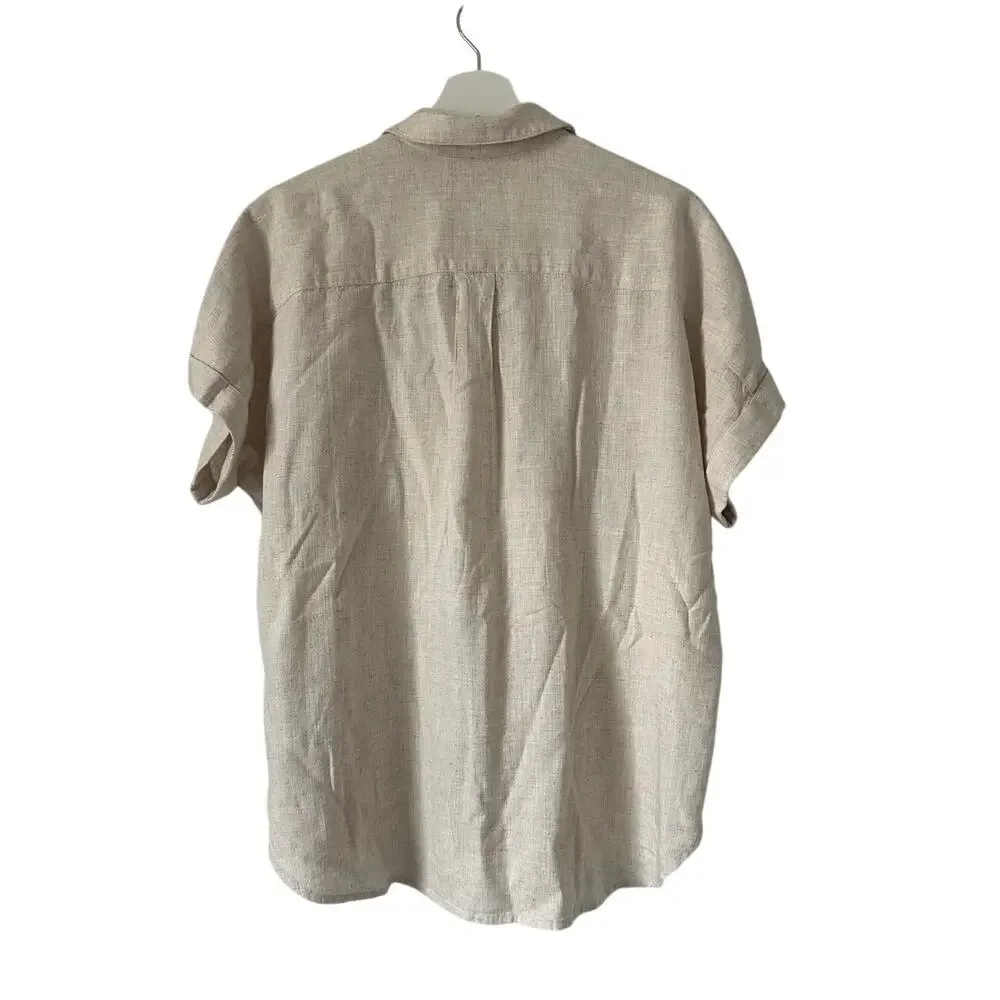 Soft Surroundings Linen Blend Blouse Beige size Medium - Picture 5 of 9